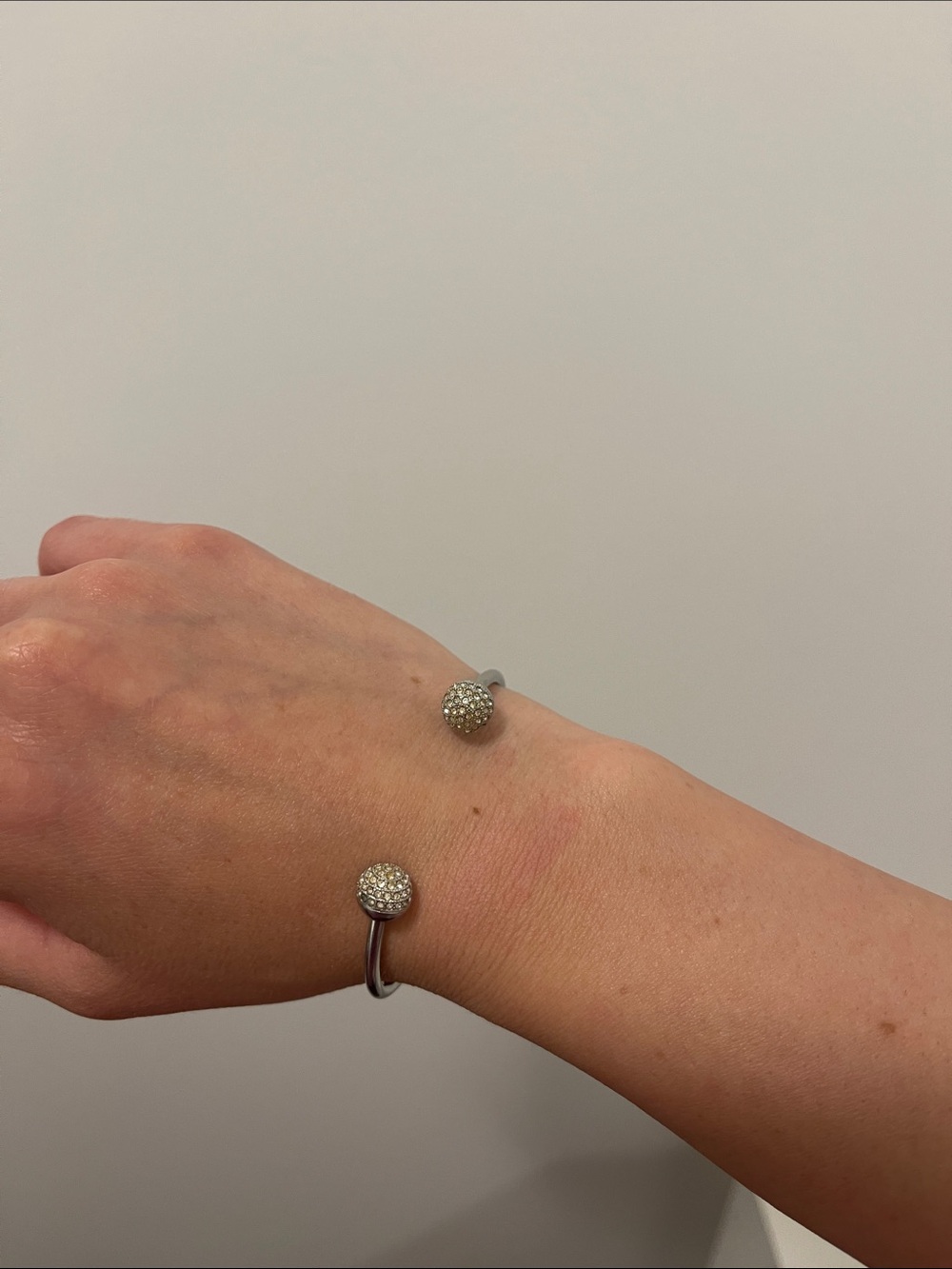 Fossil Silver Pavé Open Cuff Bracelet